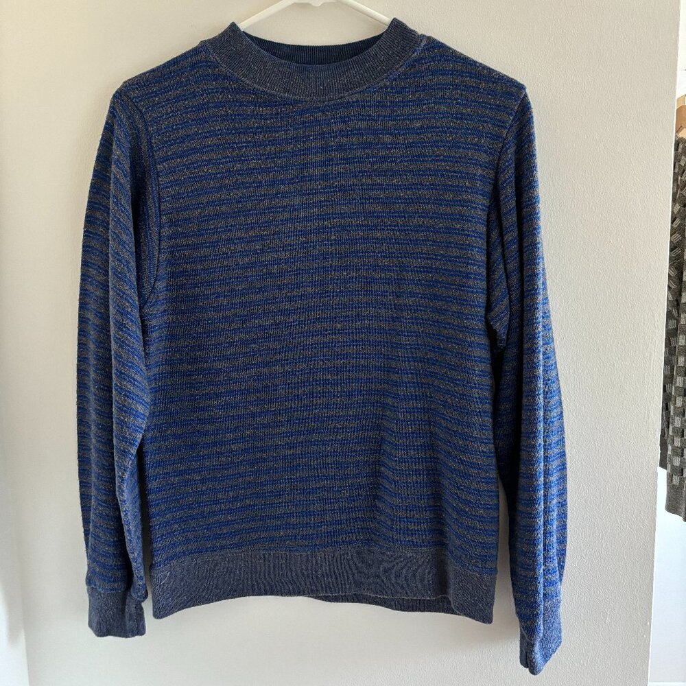 Vintage Blue and Gray Crewneck Striped Sweater